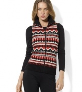 Lauren Ralph Lauren's cozy wool-blend vest is knit with a vibrant Fair Isle pattern and finished with athletic-inspired details.