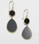 From the Polished Rock Candy® Collection. Rich black onyx set in radiant 18k gold in a chic dual drop shape. 18k goldBlack onyxDrop, about 2.2Hook backImported 