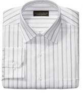 Nail your nine-to-five rotation. Classic meets contemporary on this streamlined striped dress shirt from Donald Trump.