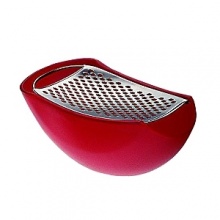 Parmenide is a cheese grater and cellar, part of the collection named Memory Containers. The grater fits perfectly into the cellar rim while the cellar's flat bottom creates stability on any surface and collects the cheese without spilling.