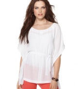 Channel the essence of bohemian style in this airy top by Kut from the Kloth. Semi-sheer fabric and lace trim lend a touch of romance to this easy staple!