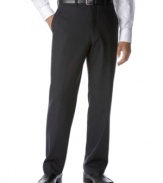 Comfortable enough for day-long wear and sophisticated enough for the office, these flat front Calvin Klein pants effortlessly complement your office wardrobe.