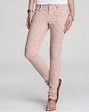 A pastel-hued Houndstooth print brings femininity and sophistication to these Paige Denim ultra-skinny jeans.