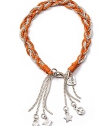 Embrace an artistic outlook with this braided and bold cord bracelet from Good Charma, accented by dangling sterling silver charms.