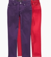 Slim-fitted for grown-up style. Jessica Simpson's skinny ponte pants will keep her styling all year long.