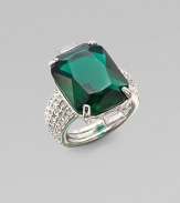 A large faceted rhinestone with a pavé accented shank. BrassGlass stonesWidth, about ½Imported