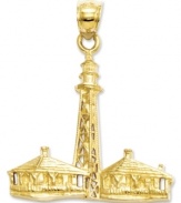 Capturing a beautiful landmark in 14k gold, this Sanibel Island Lighthouse charm offers its wearer a chance to own a gleaming piece of Floridian history. Chain not included. Approximate drop length: 1-1/10 inches. Approximate drop width: 1 inch.