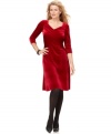 Look your best in this petite velvet dress by Elementz, fashioned with a built-in slimming lining for a smooth silhouette.