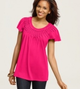 Texture and pattern with a pop of color: Style&co.'s classic basketweave top is a must-have for every wardrobe!