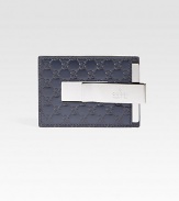 Money clip wallet in signature guccisima leather.Single card slotLeather3W x 4HMade in Italy