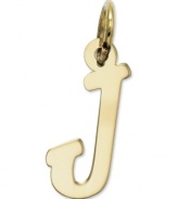 The perfect gift for Jenna. This polished J initial charm features a pretty, small script design in 14k gold. Chain not included. Approximate length: 7/10 inch. Approximate width: 3/10 inch.