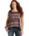 Rock an ultra-cool layered look with ING's cold-shoulder plus size top-- pair it with your fave jeans!