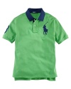 Cotton mesh polo crafted in a classic fit and detailed with an embroidered Big Pony and a twill 3.