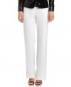 Calvin Klein's latest trousers are superlative chic with a straight-leg fit and ponte-knit fabrication in a stylish winter-white hue.