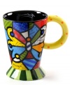 A work of art, the vividly hued, wildly patterned Butterfly latte mug showcases the one-of-a-kind style of world-renowned Brazilian artist Romero Britto.