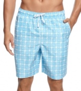 Put warm-weather fun on repeat in these patterned swim trunks from Club Room.