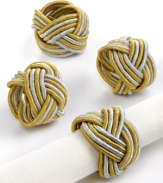 Tie up loose ends at your holiday table with braided napkin rings. Gold and silver cord add effortless polish to festive occasions.