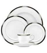 Better than ever. Lenox gives the beloved Hancock pattern a fresh white glaze and sumptuous platinum highlights in this updated place setting. Celtic knots and enameled dots add elegant refinement to classic bone china.