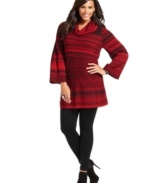 Snag fresh fashion this season with Style&co.'s long sleeve plus size sweater, crafted from a mixed knit.