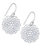 Simple charm. Giani Bernini's pretty circular earrings features a floral and filigree pattern in sterling silver. Approximate drop: 1 inch.