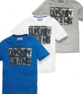 Bold blocking makes these t-shirts from DKNY standout for your casual style.