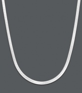 Wrap yourself in a timeless style. Necklace features a flat herringbone chain crafted in 14k white gold. Approximate length: 18 inches. Approximate width: 1.25 mm.