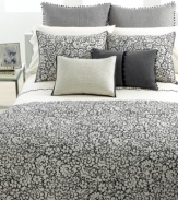 Playfully accented with pom-poms, this linen/cotton sham boasts elegant pickstitching on its face, giving your bed a decidedly textural interest. Reverses to solid cotton voile. (Clearance)