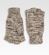 A pair of fingerless gloves knitted from a marled wool-blend keeps hands warm and toasty with easy access to your everyday essentials.About 9 long70% wool/30% acrylicDry cleanImported