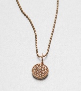 From the Discs Collection. Pavé diamonds embellish this warm, 14k rose gold disc pendant on a ball chain. Diamonds, .12 tcw14k rose goldLength, about 16Pendant size, about .33Lobster clasp closureMade in Italy and imported