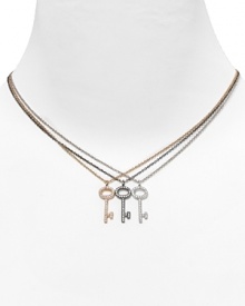 Unlock her heart with this stone-embellished key pendant necklace from Crislu.