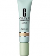 Medicated concealer helps clear and prevent blemishes. Gentle, soothing formula provides natural-looking coverage as blemishes heal. In three skin tone shades to wear alone, under makeup or for touch-ups. Plus, a green tint to visually correct redness. Oil free. 