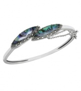 Inspire your look with ocean color. Genevieve & Grace's pretty wrap bangle features marquise-cut abalone glass and glittering marcasite. Set in sterling silver. Approximate length: 7 inches.