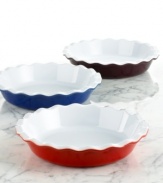 Making a masterpiece in the kitchen is a piece of... pie! Bring out the best baker you can be with the excellence of Emile Henry's classic pie dish, a traditional addition to your space with delightfully scalloped edges, a natural clay construction for unsurpassed heat conduction and incredibly durable resistance that goes from freezer to oven with ease. 10-year warranty.