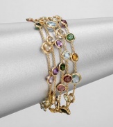 From the Mini Jaipur Collection. Colorful strands of semi-precious, faceted stones set in hand-engraved 18k gold. May include amethyst, light amethyst, green amethyst, iolite, garnet, green garnet, orange garnet, tourmalines, citrine, lemon citrine, peridot, pink quartz, smoky quartz and topazLength, about 7Lobster clasp closureMade in ItalyPlease note: Stones may vary. 