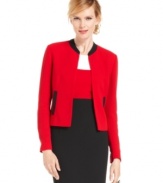 Bold colorblocking allows the tailored silhouette of Kasper's jacket to stand out. Perfect for pairing with a classic black shell or a sheath dress.