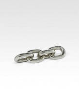 An ultra-modern iron desk accessory featuring a sleek chain-link pattern.Silver plated iron9 X 2.5Clean with a soft clothImported