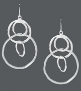 Going around in circles has never been so fun. Touch of Silver's chic earring style features four overlapping circles set in silver-plated steel with a sterling silver ear finding for sensitive ears. Approximate drop: 1-2/5 inches.