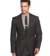 Keep your silhouette subtle but the statement big with this slim-fit sport coat from DKNY.