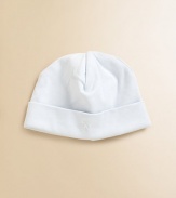 An adorable newborn essential in ultra-soft cotton jersey.Seamed crown with fold-over brimCottonMachine washImported