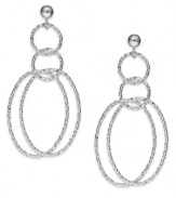 Crazy for shapes. These chic circle and oval drop earrings by Giani Bernini are crafted in sterling silver with a special sparkle cut for extra shine. Approximate drop: 2-1/4 inches.