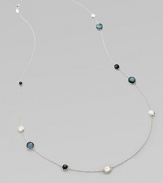 From the Wonderland Collection. A long, elegant sterling silver chain is sprinkled with touches of clear quartz, mother-of-pearl and onyx.Clear quartz, mother-of-pearl, onyx Sterling silver Length, 40 Lobster clasp Imported