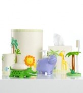 It's a zoo in here! A group of playful friends comes together in this toothbrush holder, featuring friendly animals in fun and vibrant colors that your kids will adore.