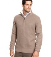 Sherpa lining adds a refined touch and comfort to this handsome Oscar de la Renta sweater.