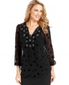 Be understated yet elegant in Charter Club's beaded tunic, featuring sheer fabric with a velvet polka-dot print.