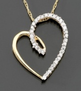 A dazzling fusion you'll love. 14k gold heart melds with round-cut diamonds (1/10 ct. t.w.) to create pendant perfection on this beautiful diamond necklace. Chain measures 18 inches; drop measures 1/2 inch.