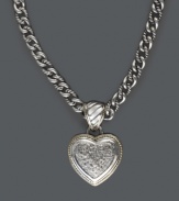 Balissima by Effy Collection adds a little spice to the traditional heart pendant. Necklace features a thick chain, 18k gold accents, a toggle clasp and pave-set diamonds (1/3 ct. t.w.). Crafted in sterling silver. Approximate length: 18 inches. Approximate drop: 1 inch x 3/4 inch.