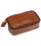 Travel in style with this leather top zip kit by Dopp.