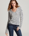 Horizontal stripes lend a chic nautical feel to this Splendid top, complete with hood and kangaroo pocket.