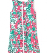 Let the sun shine with this lovable Lilly Pulitzer ruffle dress sporting a playful floral print and a bright ribbon stripe.