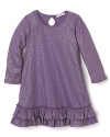 Perfectly purple with all-over shimmer and flouncy ruffles, she'll love to shine in this Ella Moss Girl dress.